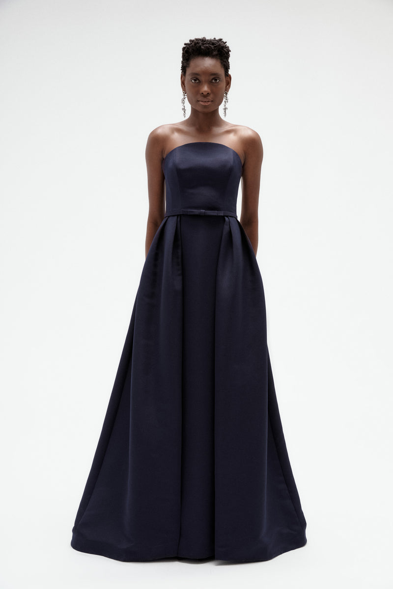 formal dresses armadale AMSALE Faille Overskirt Gown Navy / 0 Going Out_C