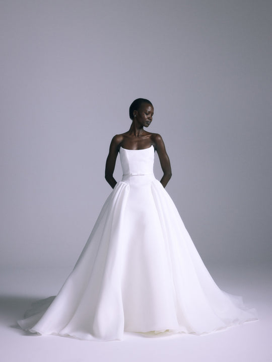 Camelia, $6,995, dress from Collection Bridal by Amsale, Fabric: gazar