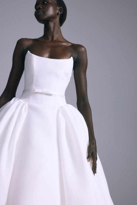 Camelia, $6,995, dress from Collection Bridal by Amsale, Fabric: gazar