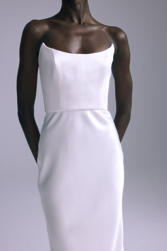 Haiku, $5,400, dress from Collection Bridal by Amsale, Fabric: satin