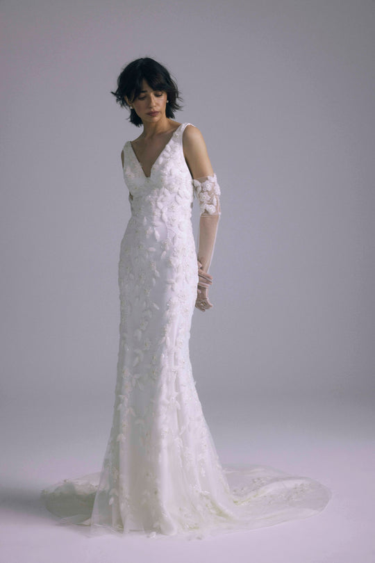 Julian, $7,400, dress from Collection Bridal by Amsale, Fabric: embroidered-tulle