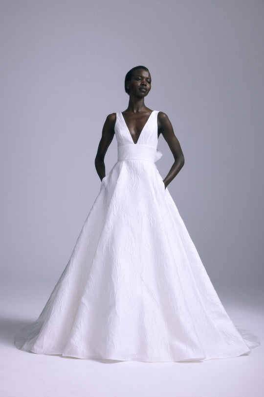 Lilly, $6,995, dress from Collection Bridal by Amsale, Fabric: jacquard