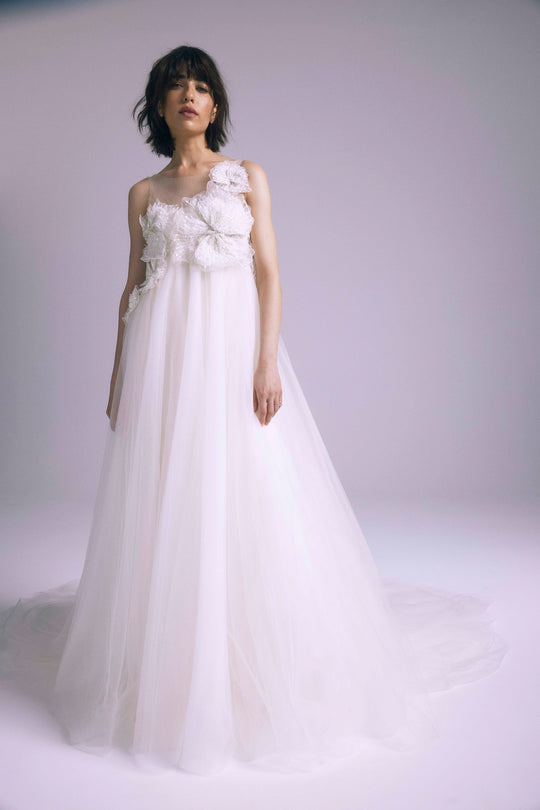 Lyra, $7,295, dress from Collection Bridal by Amsale, Fabric: tulle