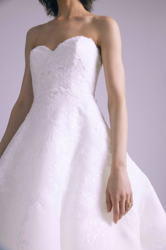 Margaret, $5,795, dress from Collection Bridal by Amsale, Fabric: gazar