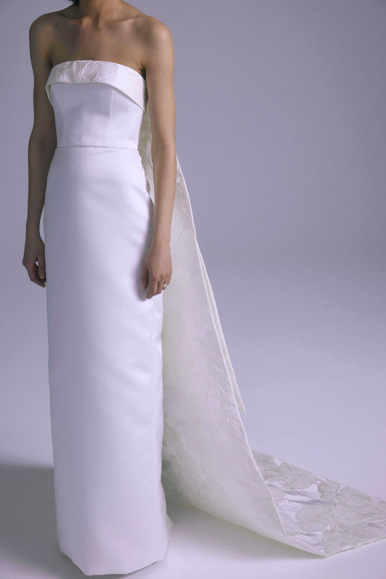 Petra, $5,995, dress from Collection Bridal by Amsale, Fabric: italian-double-face-duchess-satin