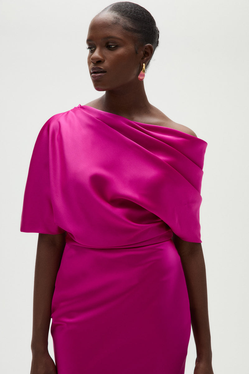 slim satin midi dress & Other Stories bias cut Satin Midi Dress in Black
