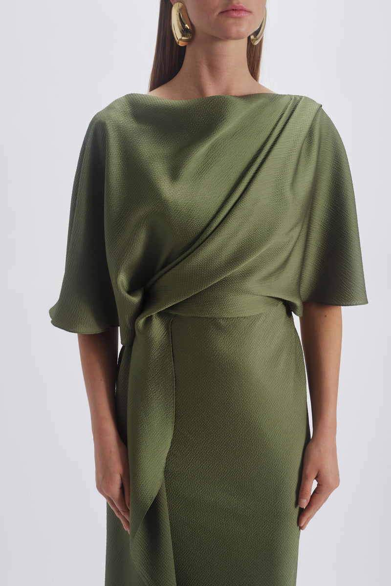 open lace back dress The Knit Pleated Dress