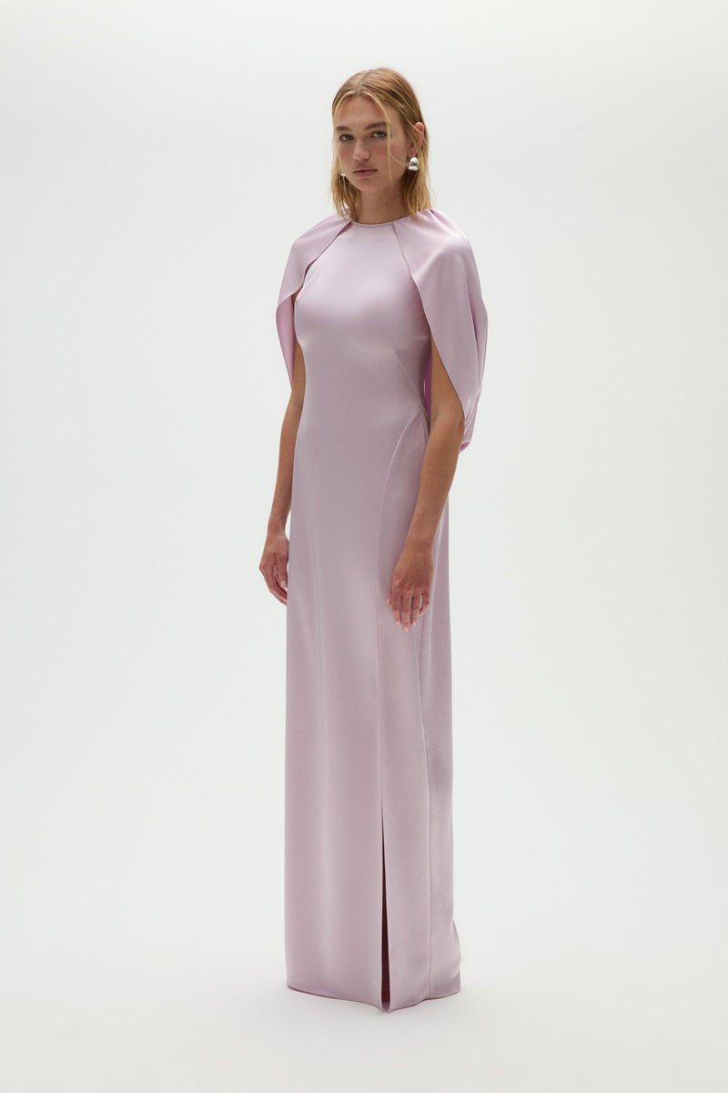 Satin Column Cape Dress – Amsale