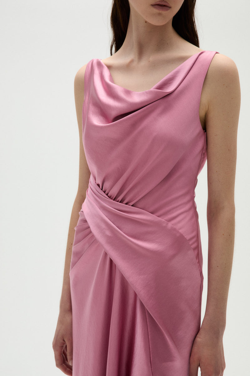 Satin Draped Gown Rose / 0