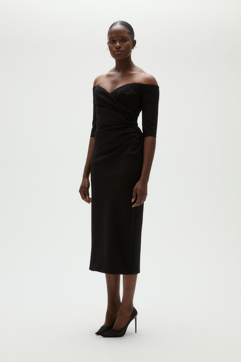 Stretch Crepe Cocktail Dress Black / 12