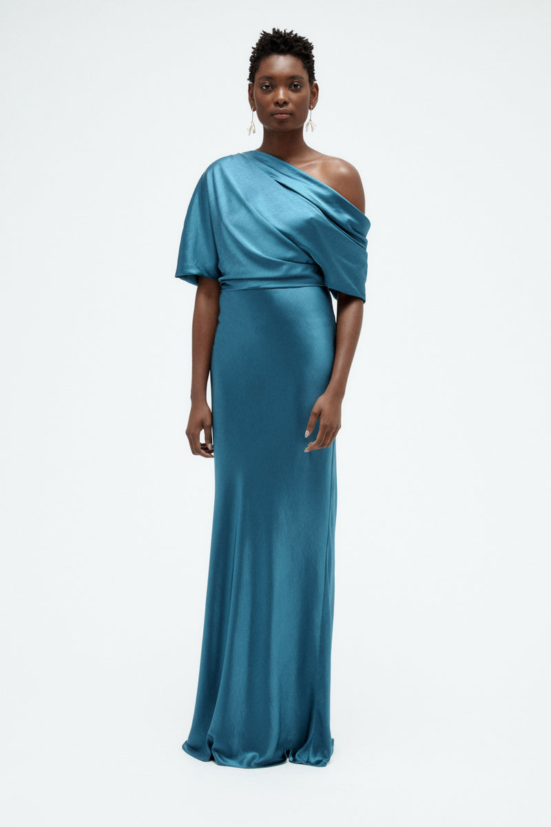 liquid satin dress Liquid Satin Slouch Gown Ocean / 10