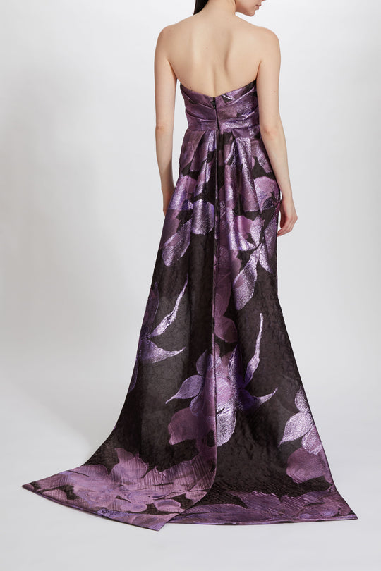 P580 - Metallic Cloqué Column Gown, $4,400, dress from Collection Evening by Amsale, Fabric: metallic-cloqué