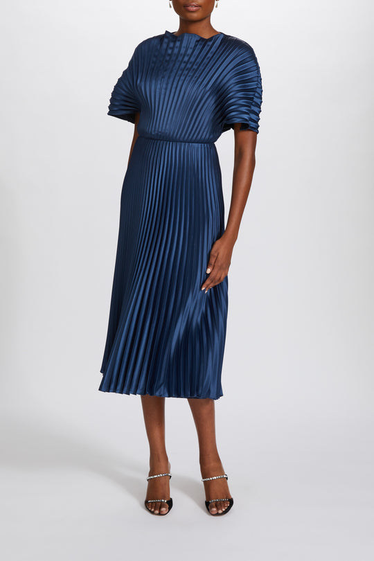 P629S - Sunburst Pleated Dress, $895, dress from Collection Evening by Amsale, Fabric: fluid-satin