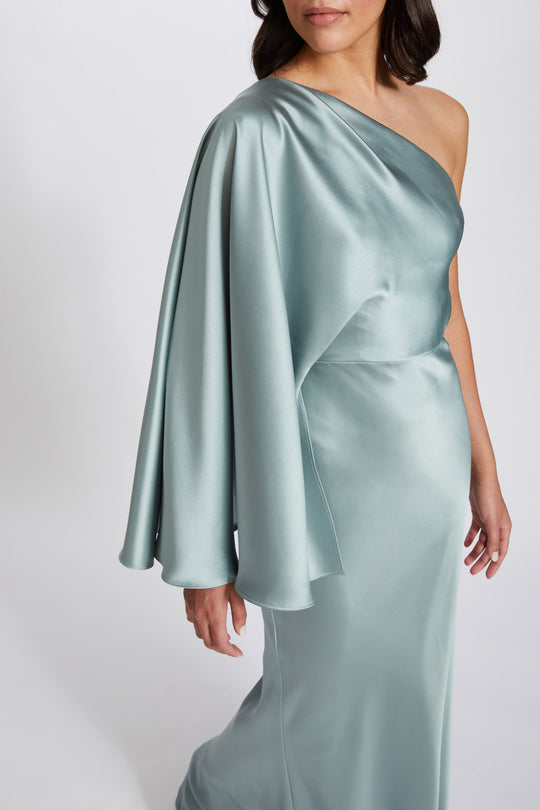 P651S - Fluid Satin One-Shoulder Gown, $750, dress from Collection Evening by Amsale, Fabric: fluid-satin