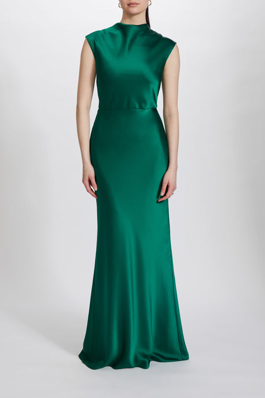 P652S - Fluid Satin Cowl Neck Gown, $595, dress from Collection Evening by Amsale, Fabric: fluid-satin