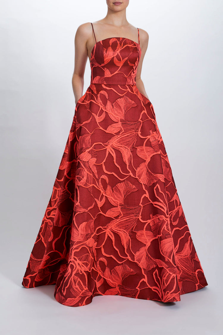 P694 - Coral-Black, dress by color from Collection Evening by Amsale