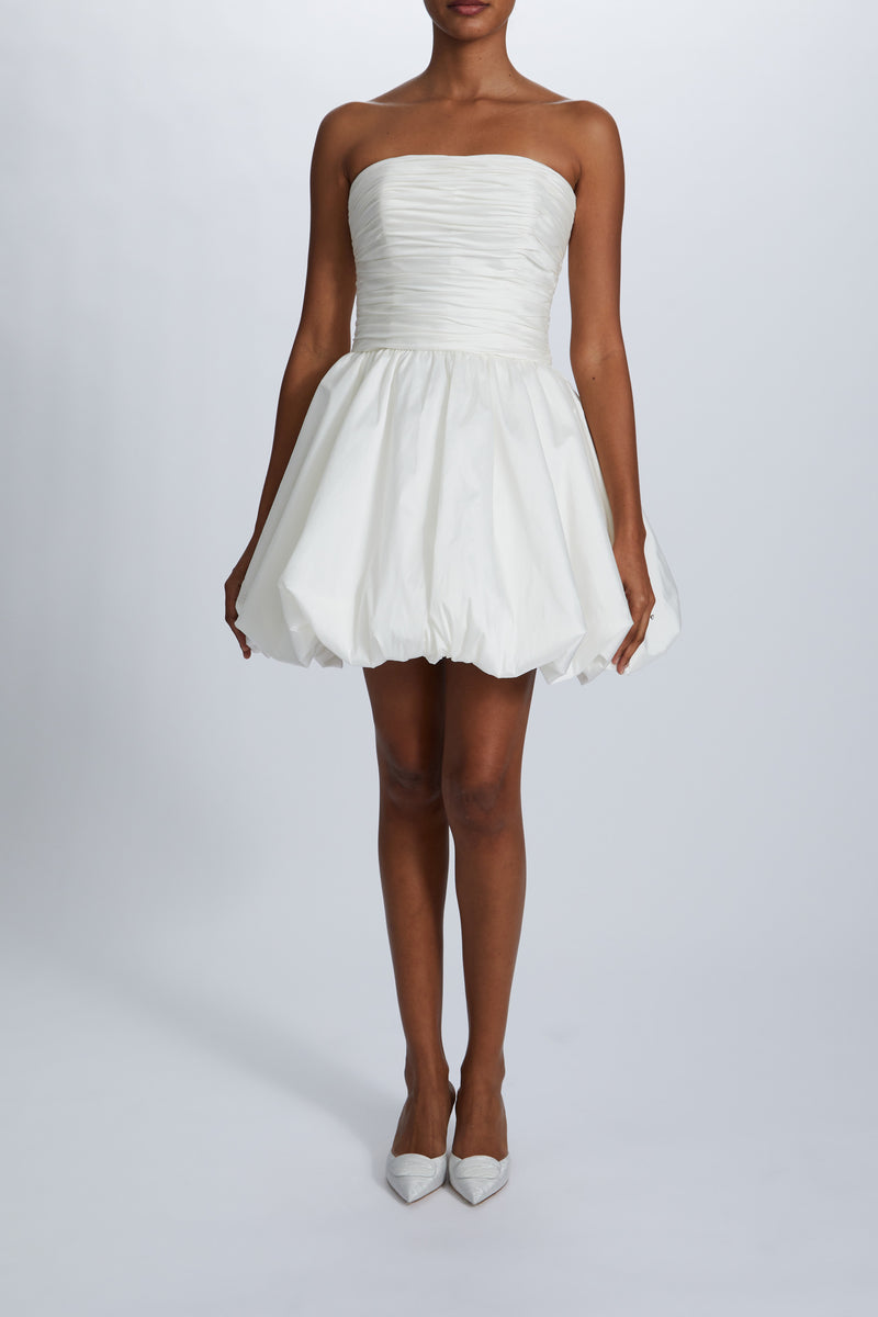 AMOMENTO　TAFFETA MOCK NECK MINI DRESS Amsale_LittleWhiteDress_LW236_