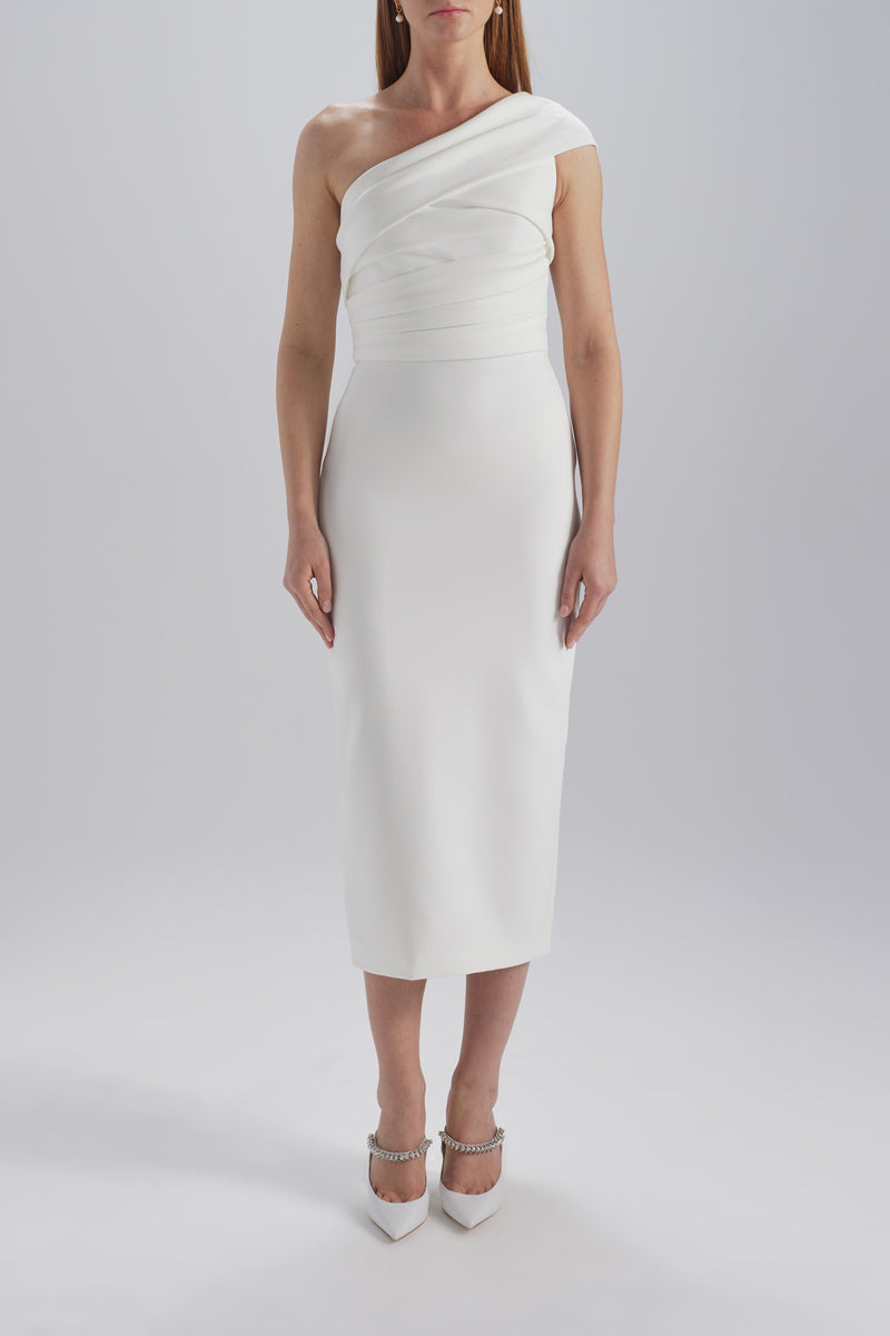 Pleated One-Shoulder Dress Ivory / 14 | Amsale Pleated One-Shoulder Dress Ivory / 14 | Amsale