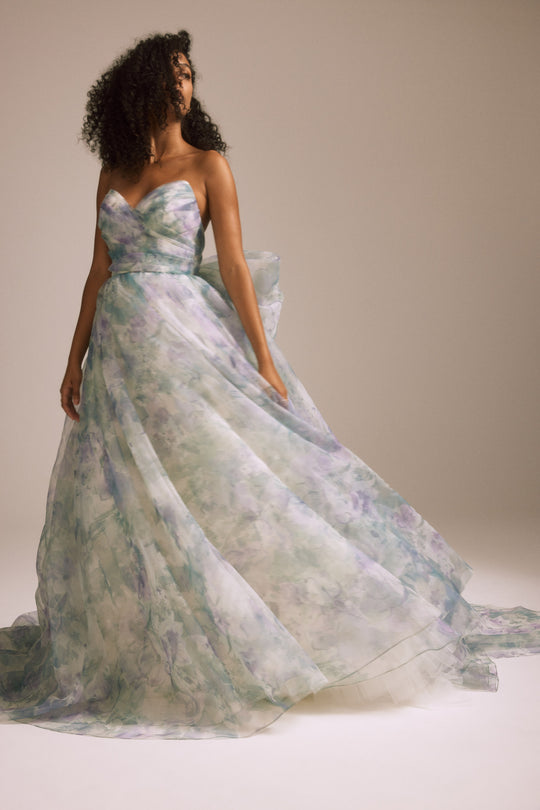 Enid, $4,995, dress from Collection Bridal by Nouvelle Amsale, Fabric: organza