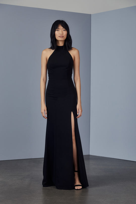 P384P - Crepe halter neck gown, $495, dress from Collection Evening by Amsale, Fabric: crepe