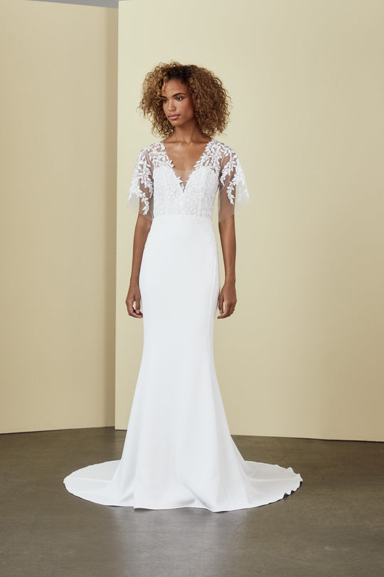 Paloma, $2,595, dress from Collection Bridal by Nouvelle Amsale, Fabric: crepe