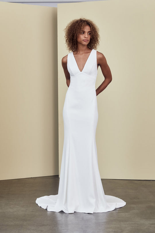 Donna, $1,995, dress from Collection Bridal by Nouvelle Amsale, Fabric: crepe