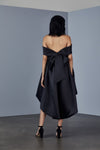 P370M - Bow back trapeze dress - Black, dress by color from Collection Evening by Amsale