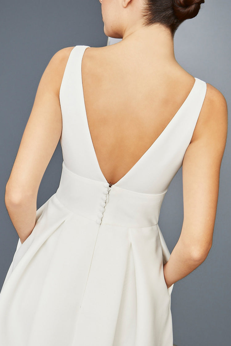 LW152 - Deep V-neck Dress - Silk-White, dress by color from Collection Little White Dress by Amsale