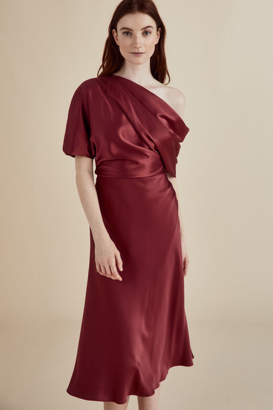P391S - The Slouch Midi Dress, $385, dress from Collection Evening by Amsale, Fabric: fluid-satin