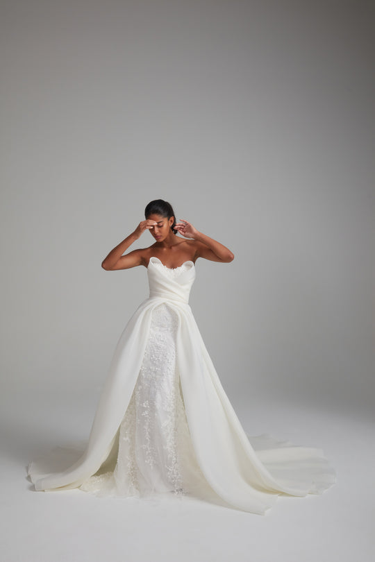 Beverley, $8,295, dress from Collection Bridal by Amsale, Fabric: gazar