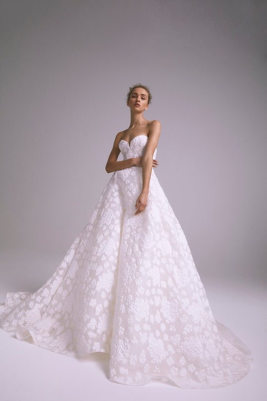 Devon, $6,495, dress from Collection Bridal by Amsale, Fabric: faille