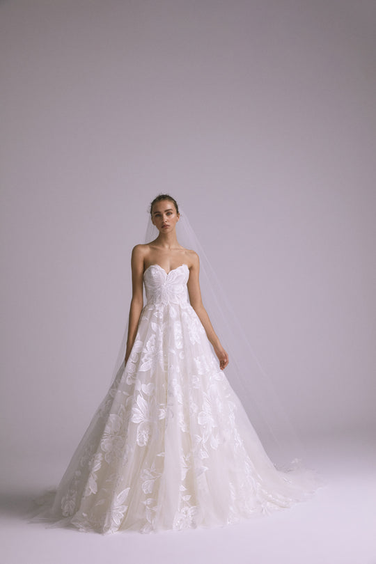 Inga, $5,795, dress from Collection Bridal by Amsale, Fabric: tulle