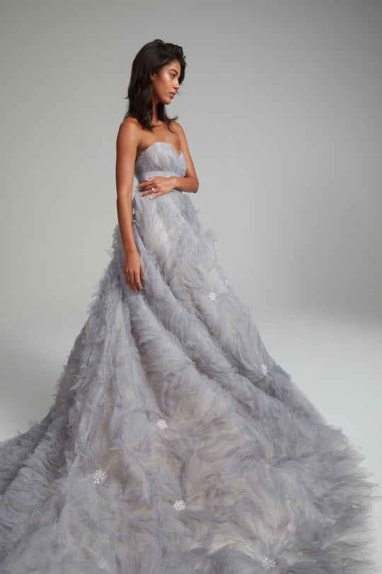 Meredith, $12,000, dress from Collection Bridal by Amsale, Fabric: organza