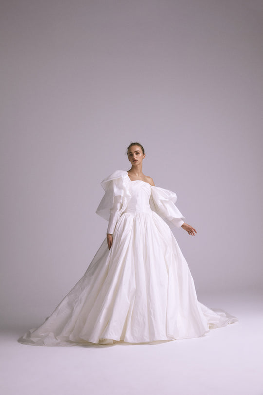 Primrose, $7,400, dress from Collection Bridal by Amsale, Fabric: taffeta