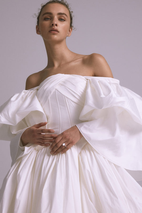 Primrose, $7,400, dress from Collection Bridal by Amsale, Fabric: taffeta