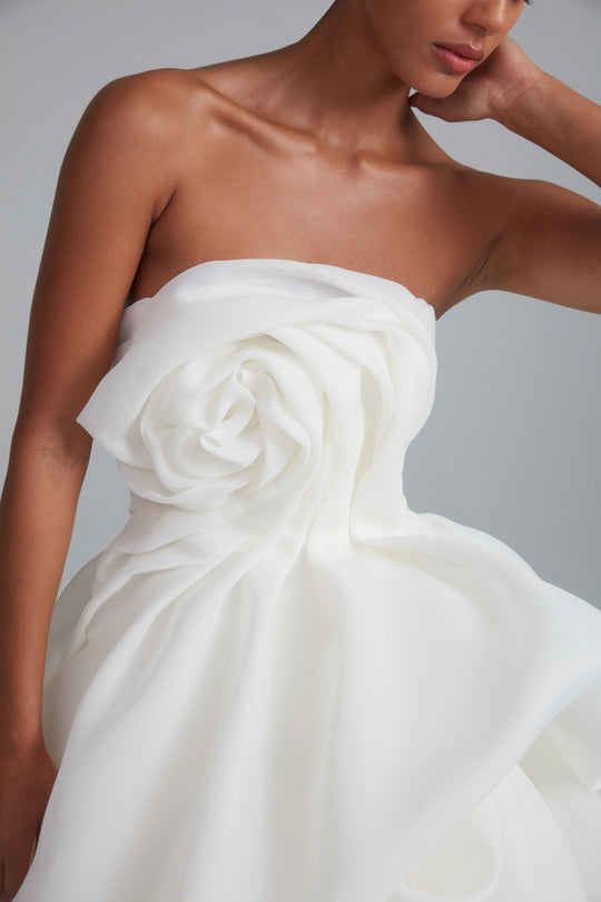 Rosemary, $12,000, dress from Collection Bridal by Amsale, Fabric: gazar