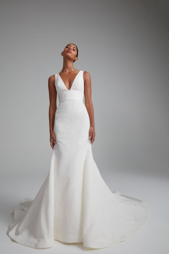 Sedna, $5,795, dress from Collection Bridal by Amsale, Fabric: silk-faille
