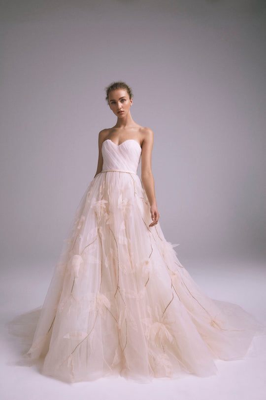 Zora, $7,200, dress from Collection Bridal by Amsale, Fabric: faille