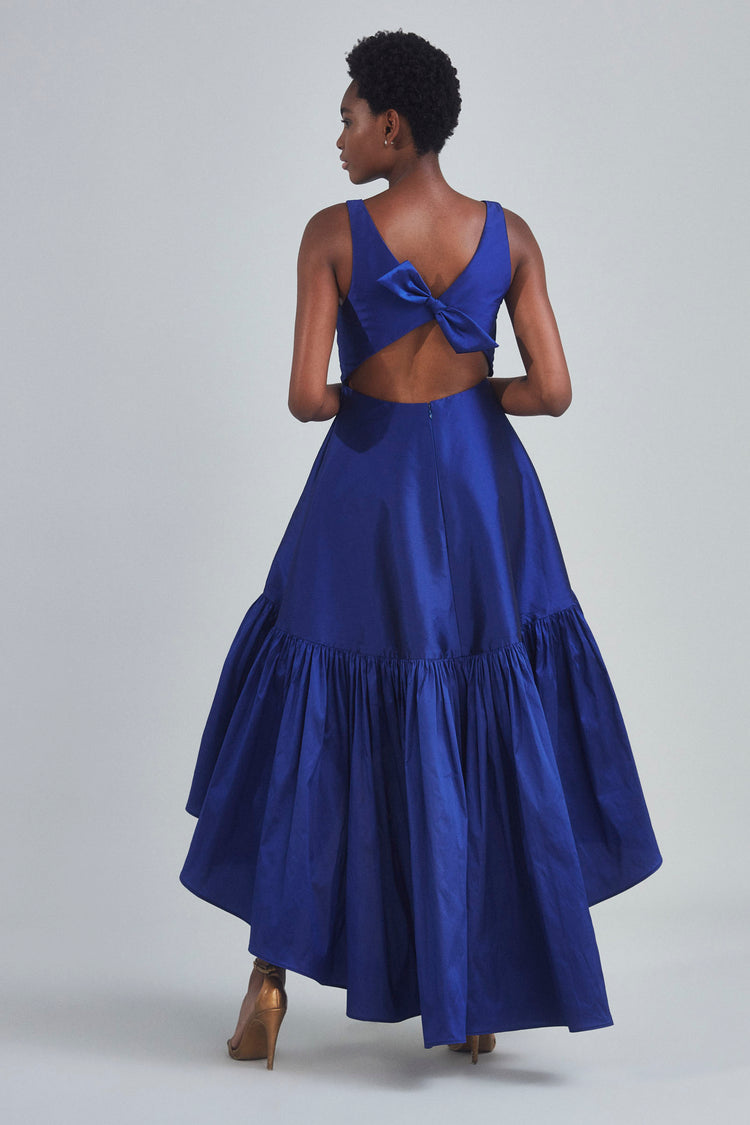 P389T - Taffeta High Low Dress - Cobalt-blue, dress by color from Collection Evening by Amsale
