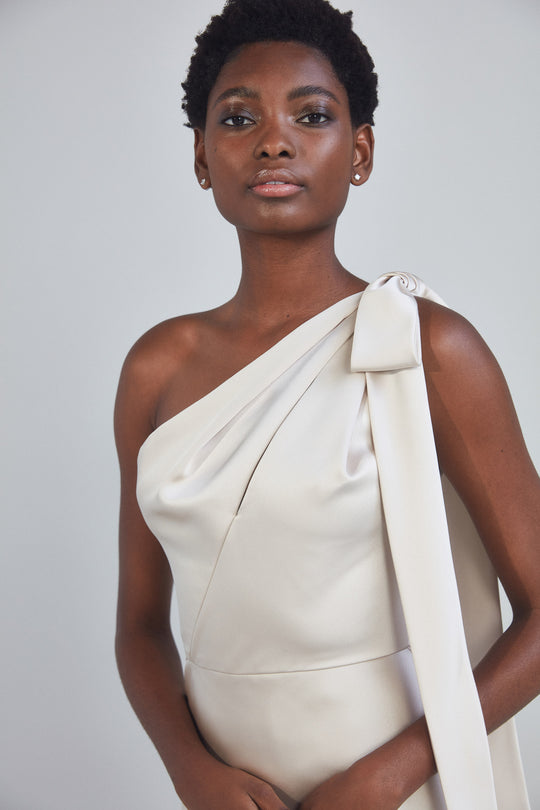 P393S - One-Shoulder Bow Dress, $495, dress from Collection Evening by Amsale