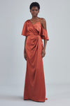 P396S - Asymmetrical Sleeve Column Dress - Black, dress by color from Collection Evening by Amsale