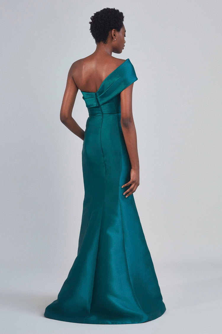 P402M - One Shoulder Fold Over Gown - Black, dress by color from Collection Evening by Amsale