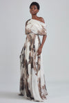 P405C - Printed Chiffon Draped Gown - Sepia, dress by color from Collection Evening by Amsale