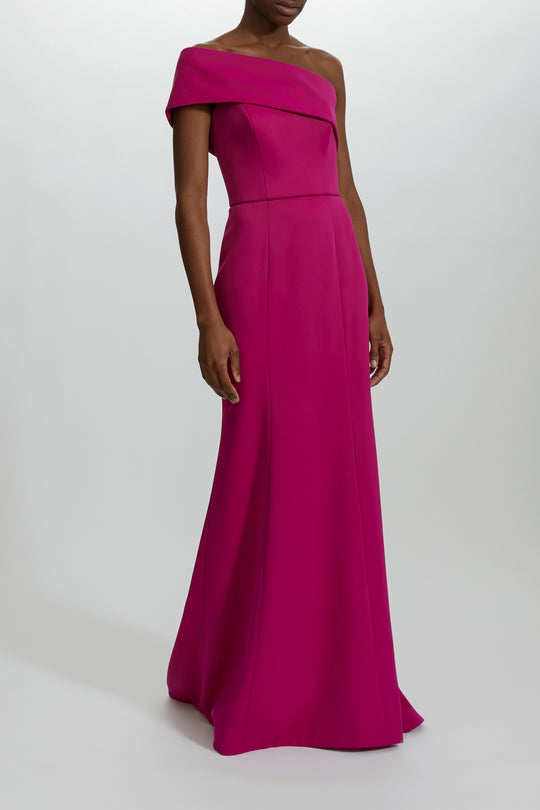 P444P - Scuba Crepe Draped Gown, $795, dress from Collection Evening by Amsale, Fabric: crepe