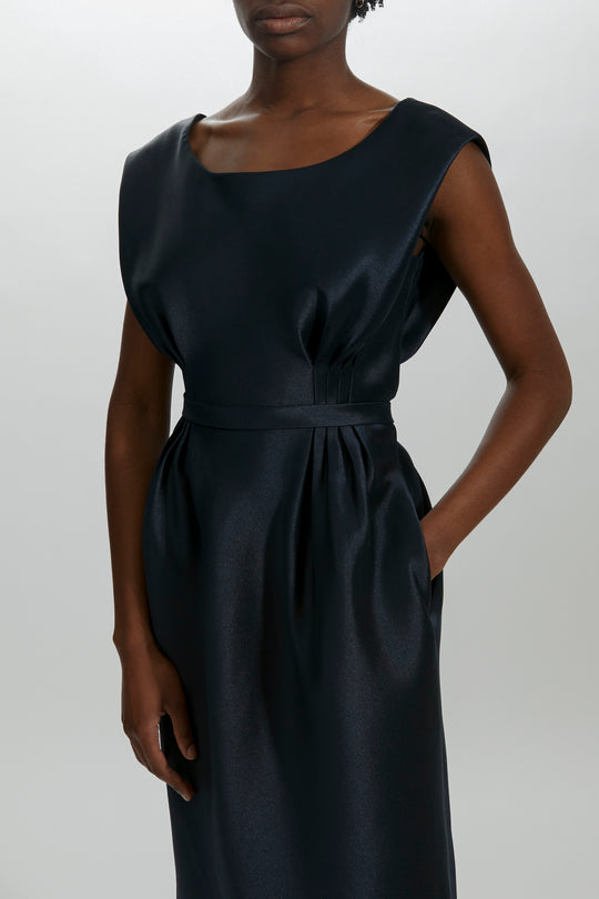 P448M - Pintuck Midi Dress, $695, dress from Collection Evening by Amsale, Fabric: mikado