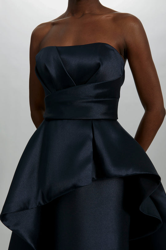 P457M - Peplum Train Gown, $1,295, dress from Collection Evening by Amsale, Fabric: mikado