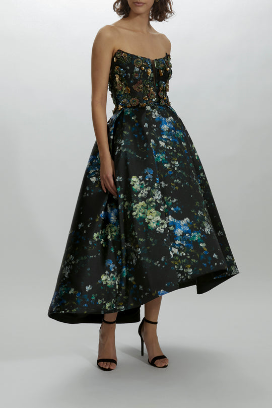 P474M - Hand Beaded Mikado Dress, $3,995, dress from Collection Evening by Amsale, Fabric: mikado
