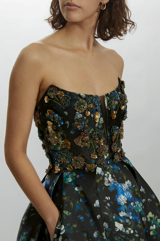 P474M - Hand Beaded Mikado Dress, $3,995, dress from Collection Evening by Amsale, Fabric: mikado