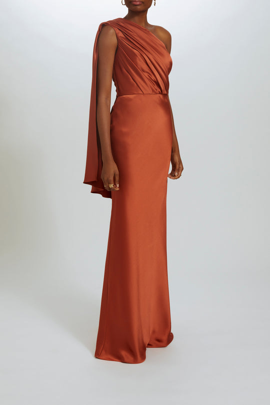 P520S - Draped One-Shoulder Dress, $750, dress from Collection Evening by Amsale, Fabric: fluid-satin