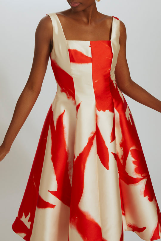 P529 - Printed Square Neck Dress, $1,695, dress from Collection Evening by Amsale, Fabric: mikado